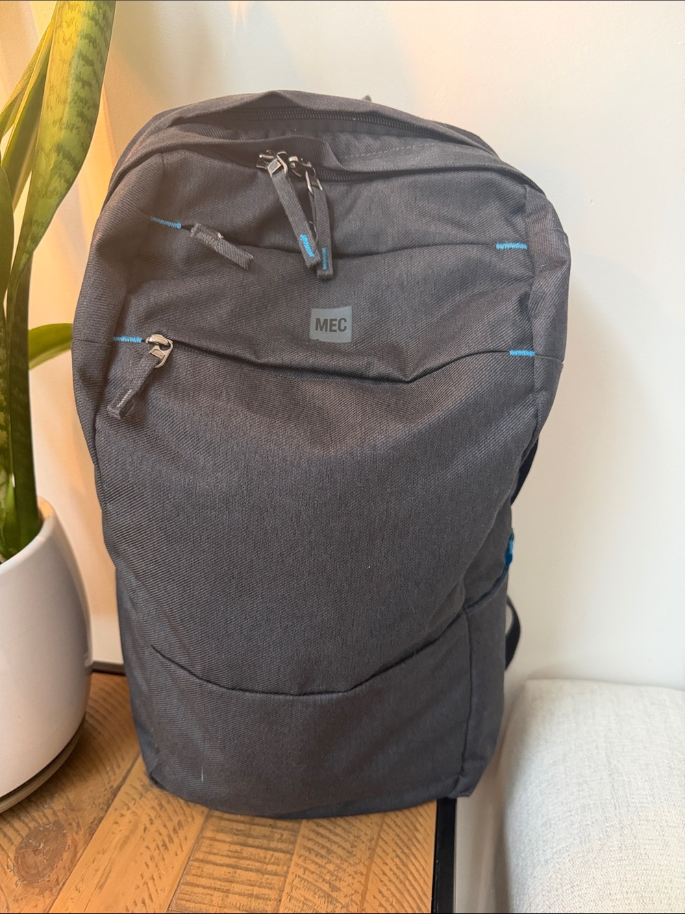MEC Black Backpack with Blue Trim